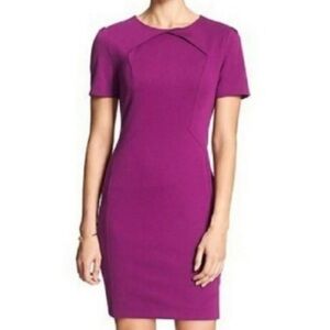 Banana Republic Factory Women 8 Purple Ponte Short Sleeve Fitted Sheath Dress